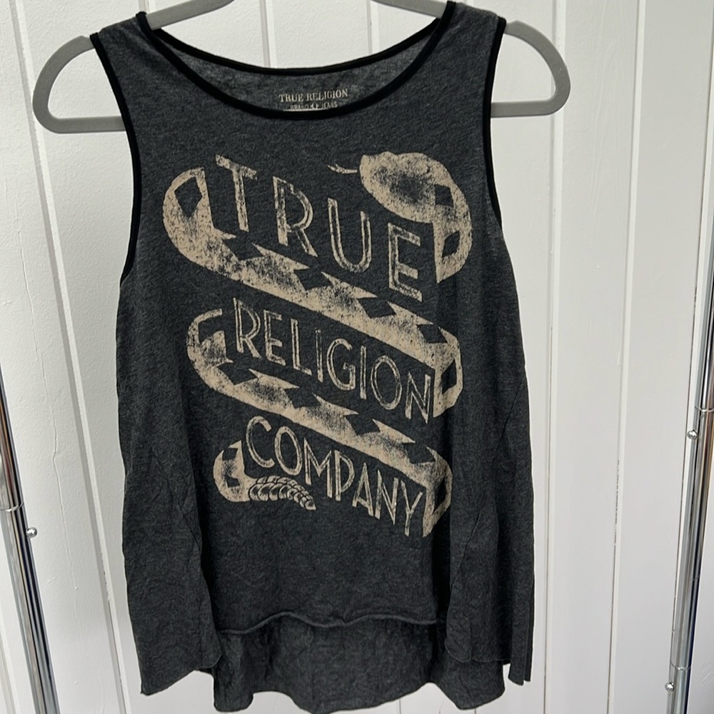 True Religion Heather Charcoal Graphic Snake Tank Top